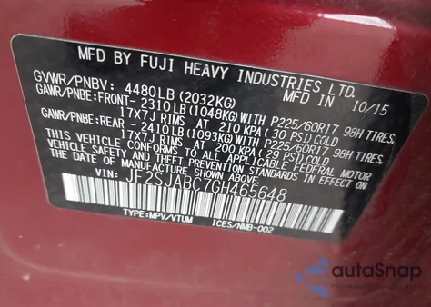 2016 Subaru Forester 2.5I z USA, uszkodzony, nr VIN JF2SJABC7GH465648